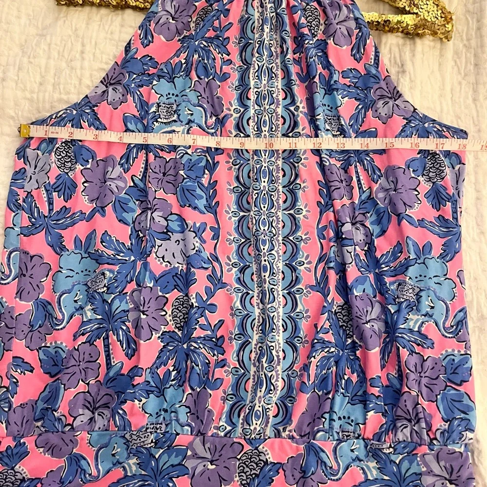 Lilly Pulitzer Bowen Halter Top Pink Palm Paradise Engineer - Picture 9 of 9